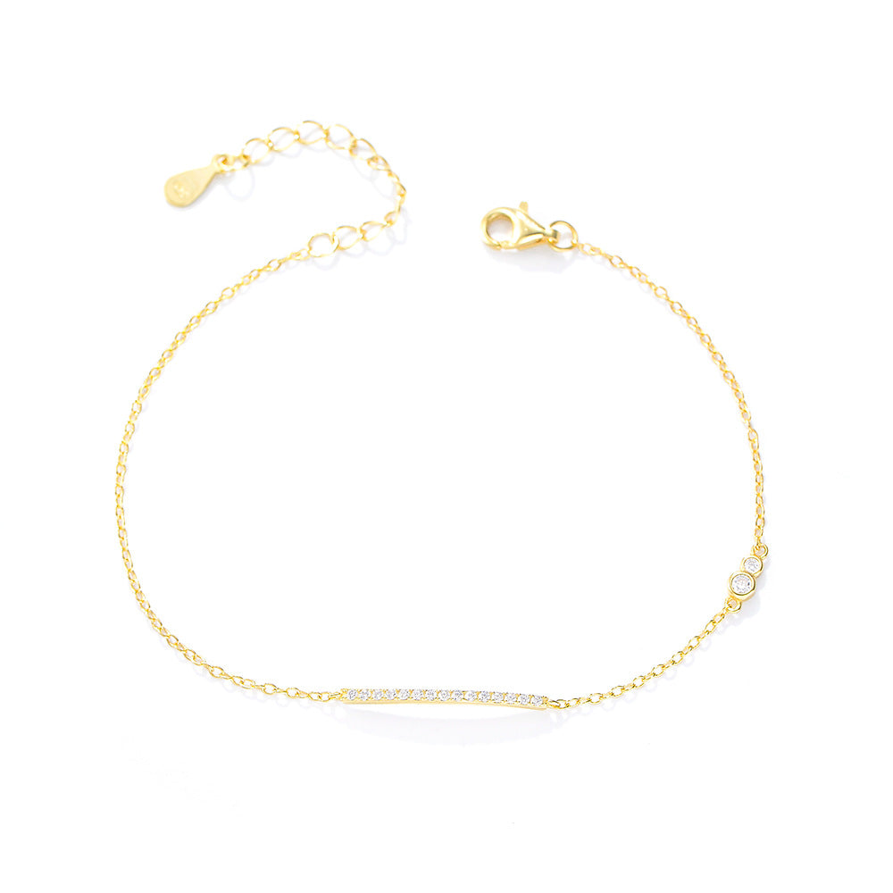 S925 Sterling Silver Simple Zircon Inlaid Bracelet