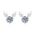 S925 Sterling Silver "Always With You" Reindeer Antler Moissanite Stud Earrings