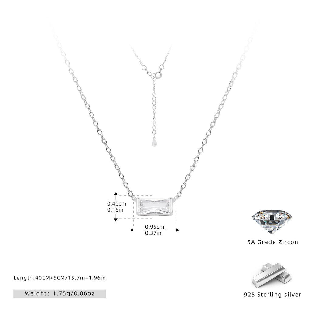 Rectangular colored zircon s925 sterling silver December birthstone collar necklace