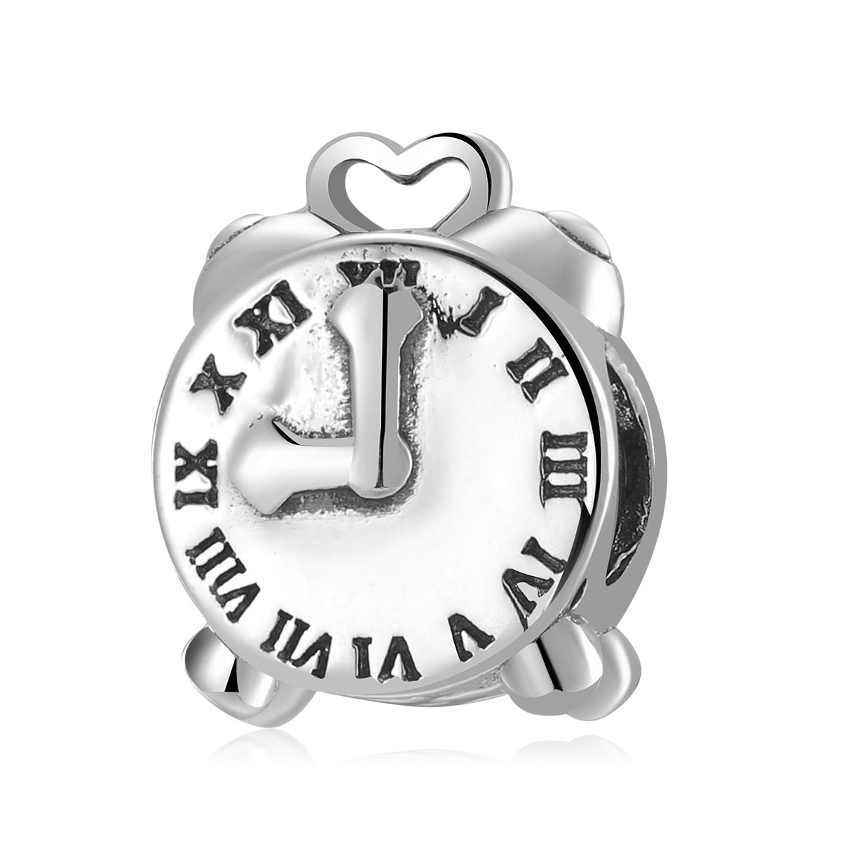 S925 Sterling Silver Creative Alarm Clock Beaded Pendant