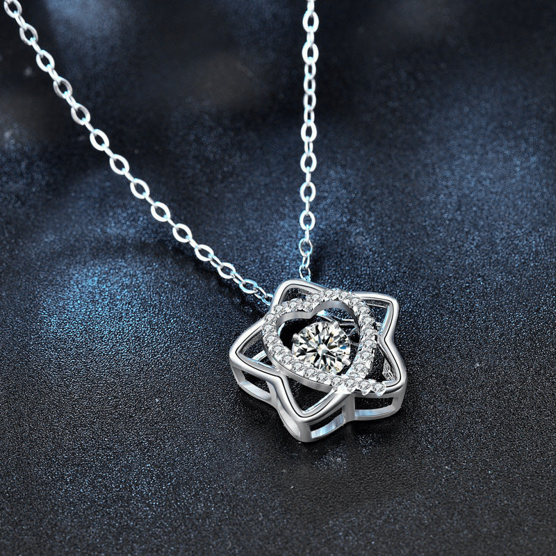 S925 Sterling Silver Moissanite Five-Pointed Star Pendant Necklace