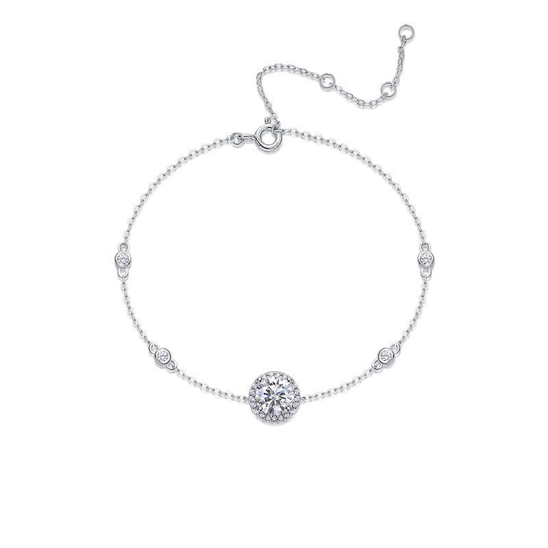 925 Sterling Silver Moissanite Five-Flower Bracelet