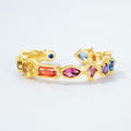 S925 Sterling Silver Gold-Plated Colored Zircon Ring