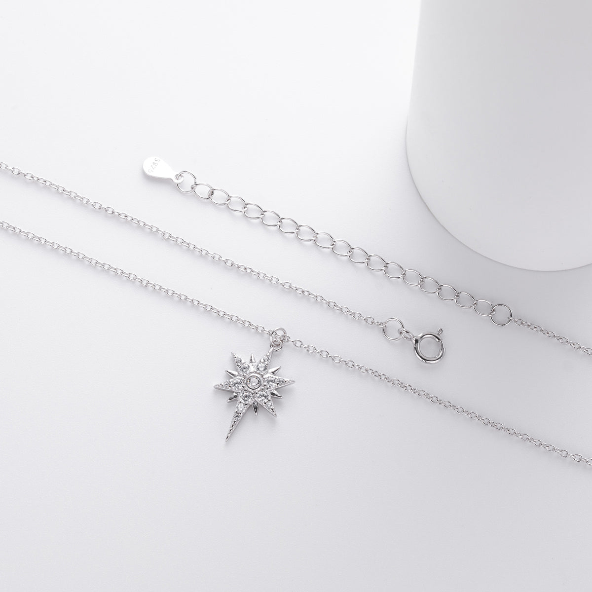 S925 Sterling Silver Zircon Star Necklace