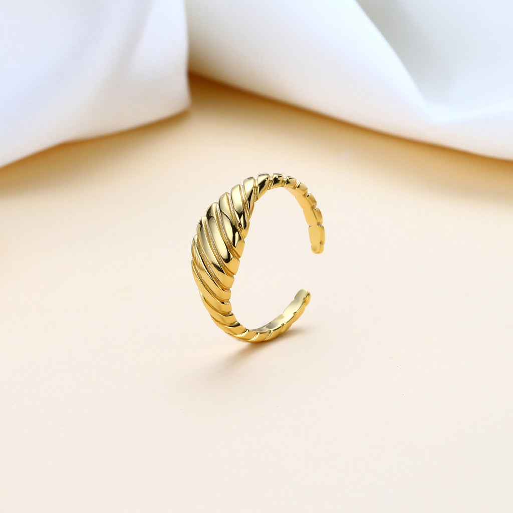 European and American style croissant twisted open ring S925 sterling silver