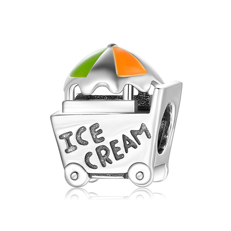S925 Sterling Silver Ice Cream Car Shape Pendant