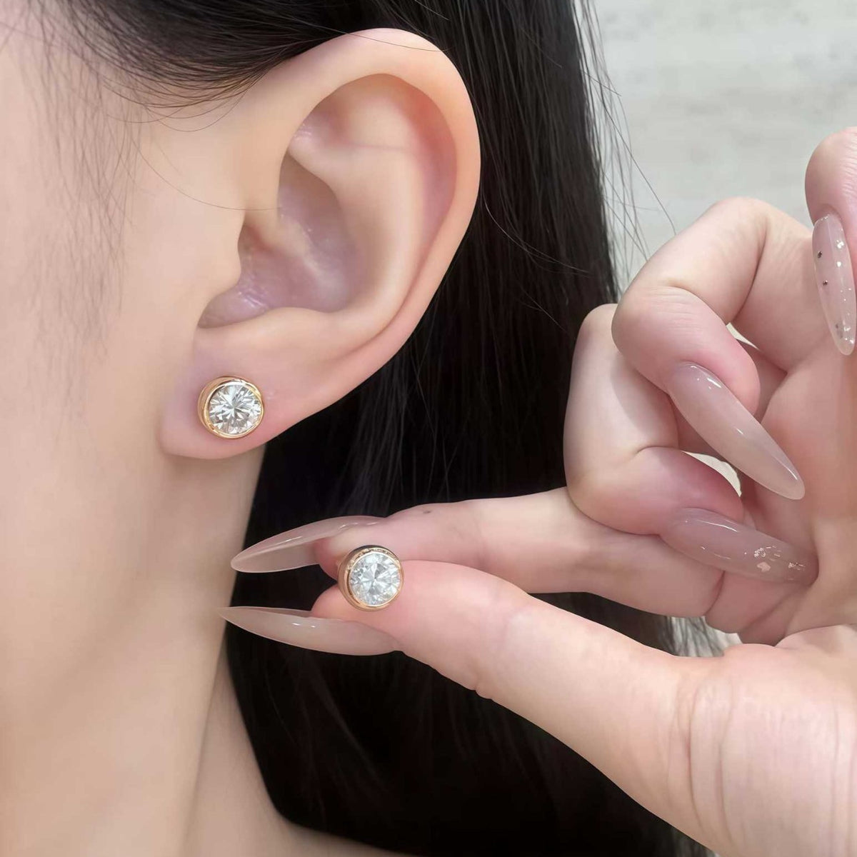 S925 Silver Round Moissanite Bubble Stud Earrings