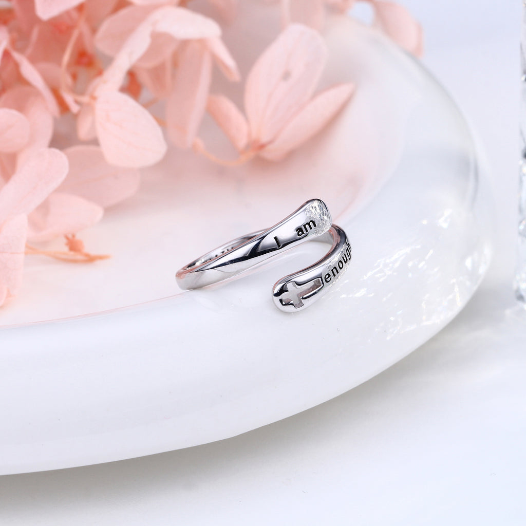 S925 Sterling Silver Openwork Cross Ring