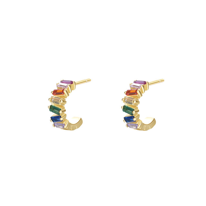 925 Sterling Silver Rainbow Zirconia Earrings
