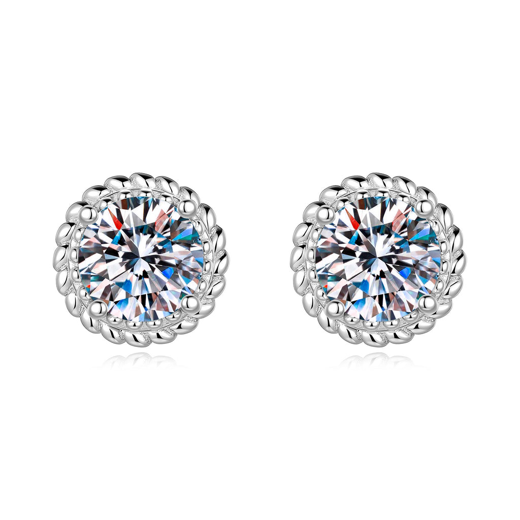 S925 Sterling Silver Bezel-Set Moissanite Stud Earrings
