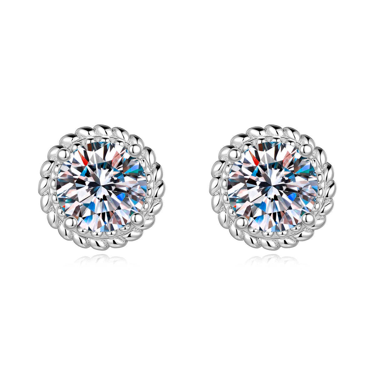 S925 Sterling Silver Bezel-Set Moissanite Stud Earrings