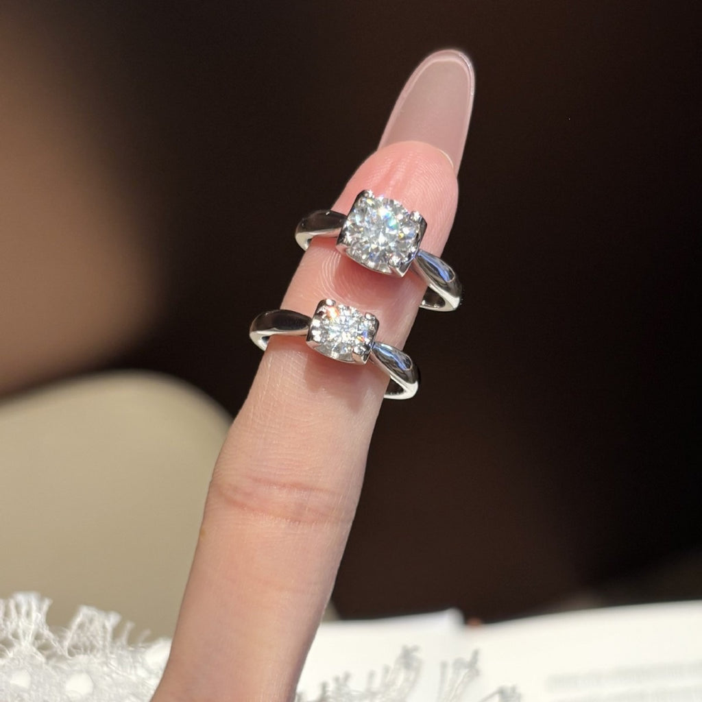 S925 Sterling Silver "Bull's Head" Setting Ring with Colorful Moissanite