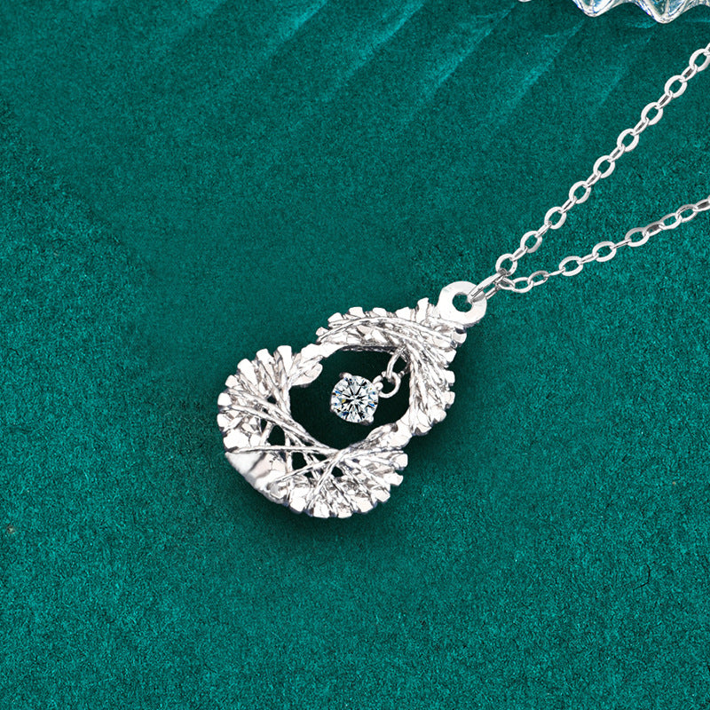 S925 Sterling Silver Moissanite Woven Dream Net Gourd Pendant Necklace