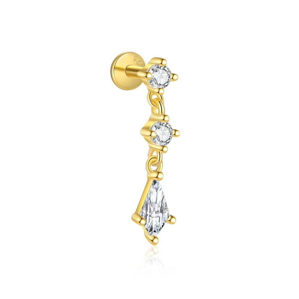 S925 sterling silver stud earrings with cubic zirconia