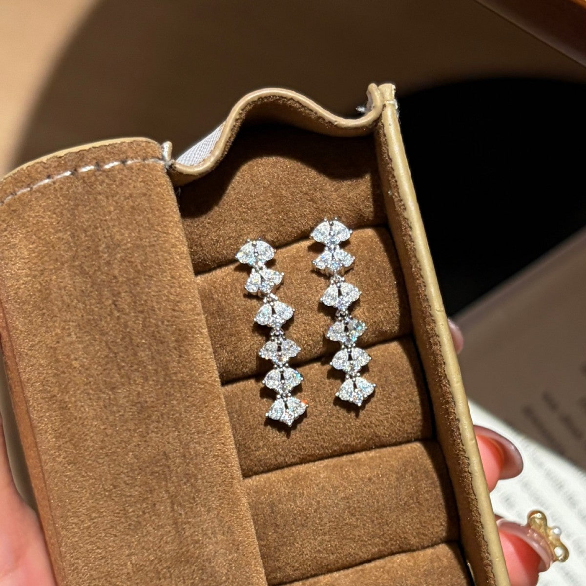 S925 Sterling Silver Moissanite Tassel Stud Earrings