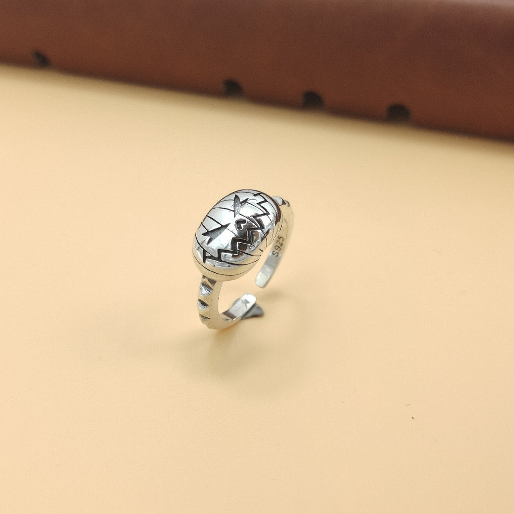 S925 Silver Halloween Pumpkin Open Ring