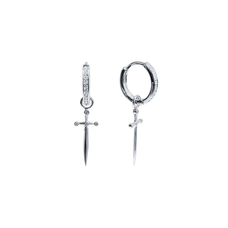 S925 Sterling Silver Dagger-Shaped Hoop Earrings