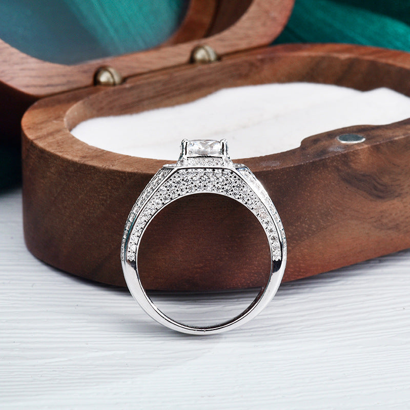 S925 Sterling Silver Classic Man's Moissanite Ring 