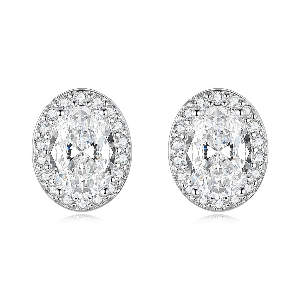 S925 Sterling Silver Oval Moissanite Stud Earrings