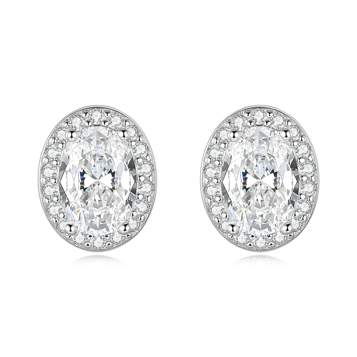 S925 Sterling Silver Oval Moissanite Stud Earrings