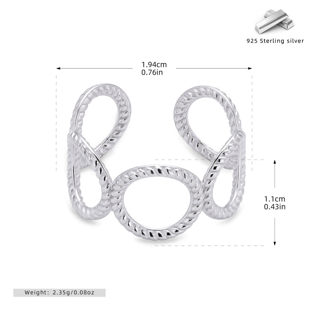 Stylish and unique braided band ring in S925 sterling silver