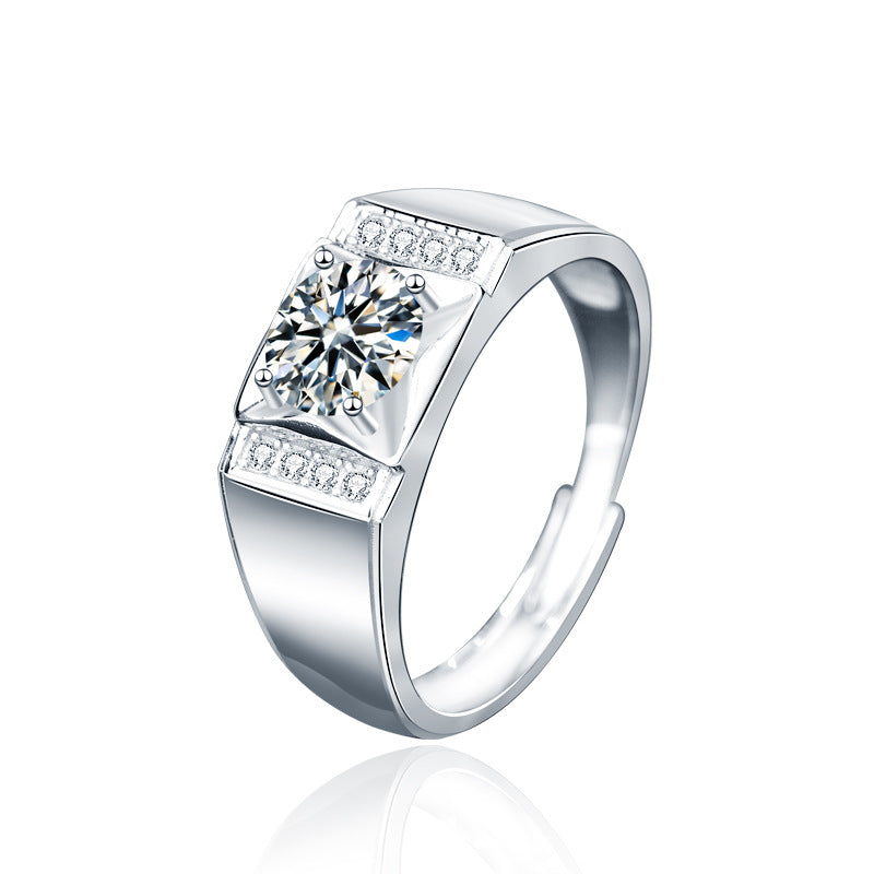 S925 Sterling Silver Four Leaf Clover Moissanite Ring