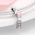 S925 Sterling Silver Inlaid Zircon Pink Lipstick Pendant