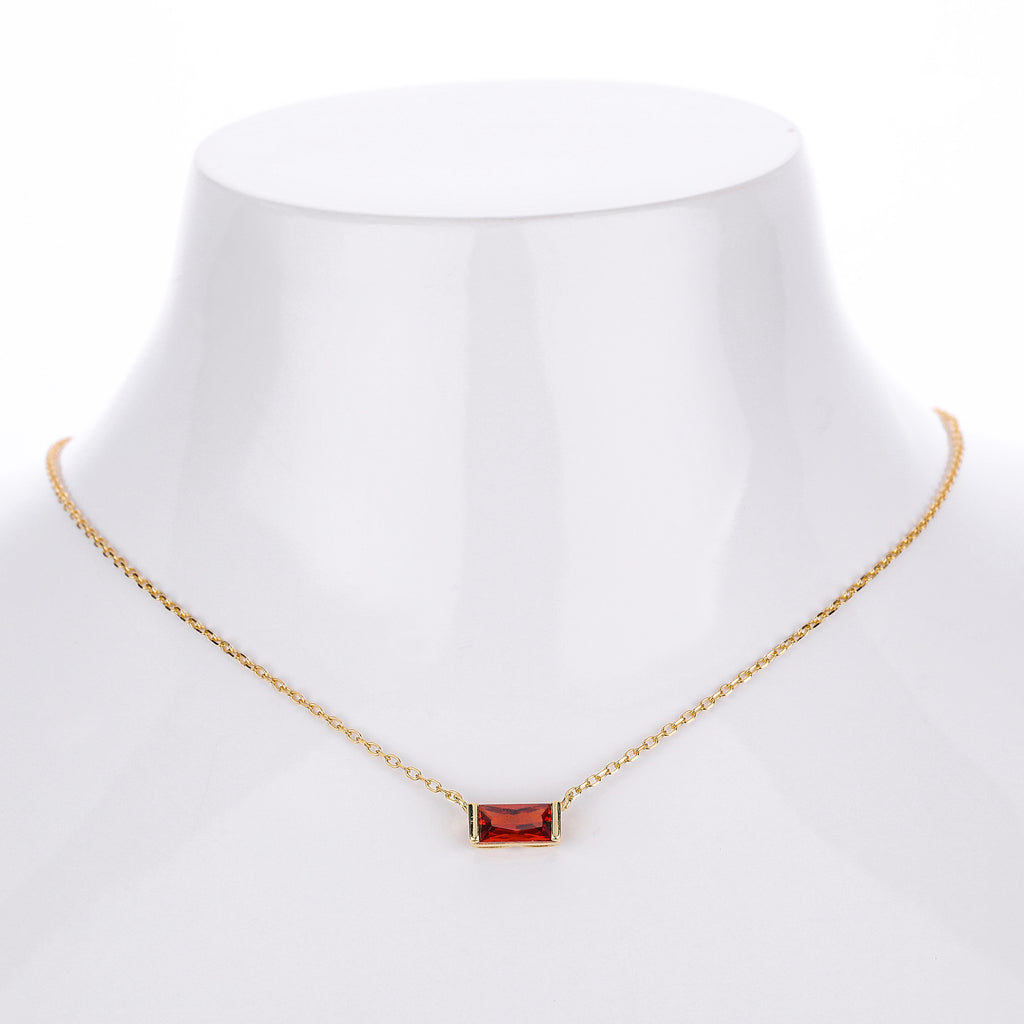 Rectangular colored zircon s925 sterling silver December birthstone collar necklace