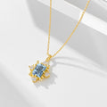 S925 Sterling Silver Retro Natural Sky Blue Topaz Necklace
