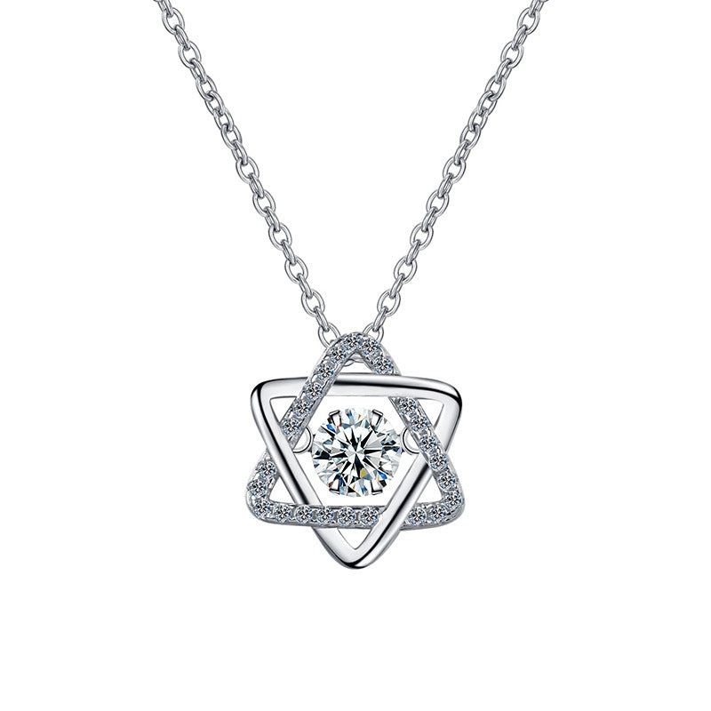 S925 Sterling Silver Moissanite Hexagram Pendant Necklace