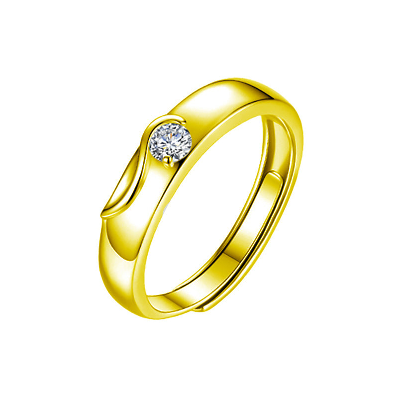 925 Sterling Silver Moissanite Angel Wing Open Couple Ring