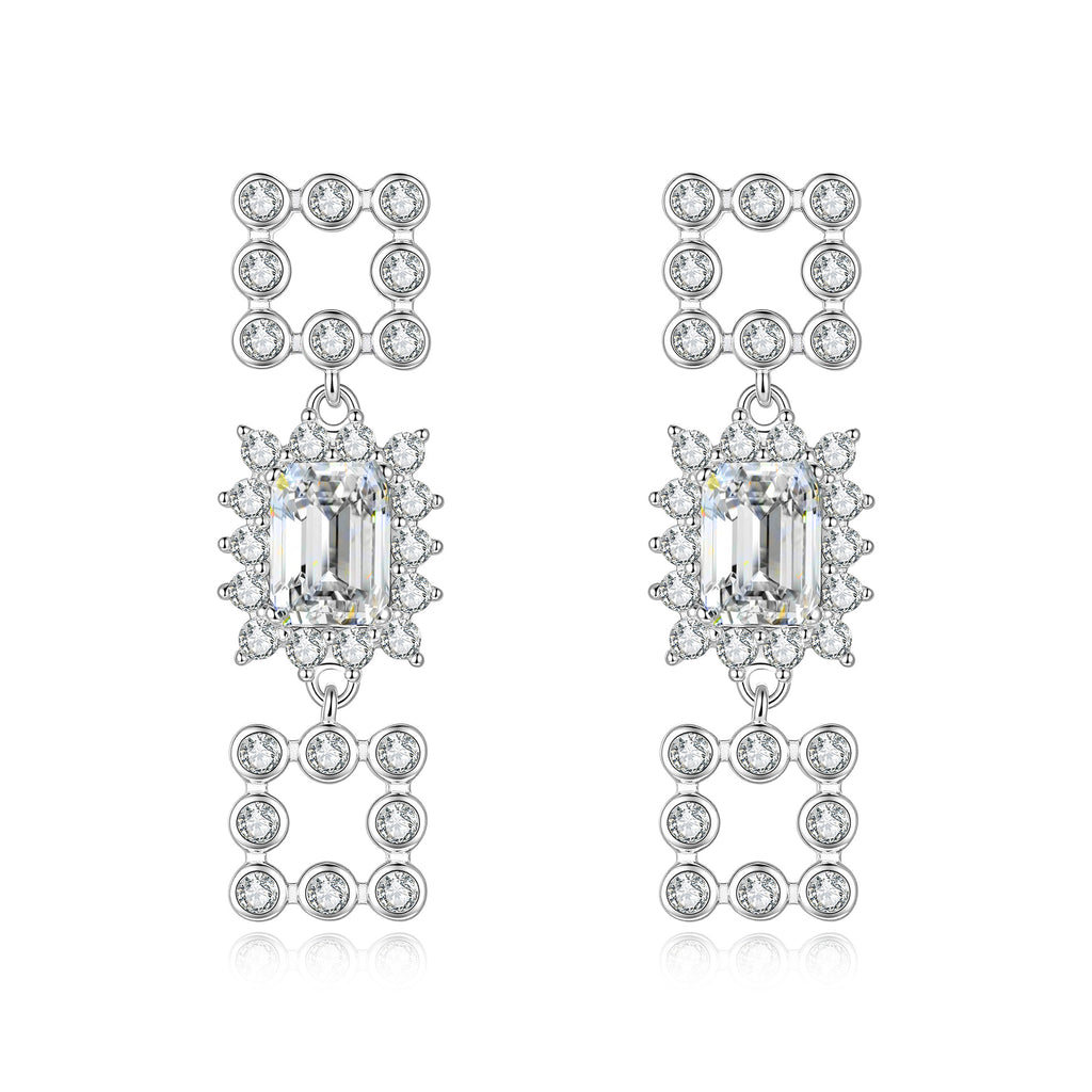 S925 Sterling Silver Square Moissanite Earrings
