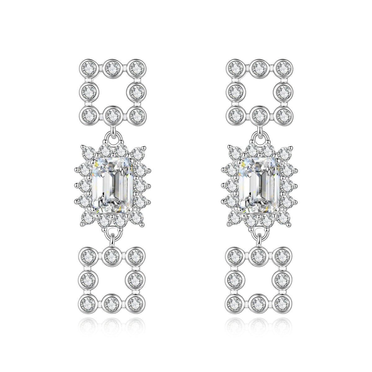 S925 Sterling Silver Square Moissanite Earrings