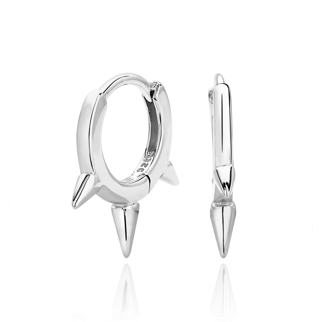 Minimalist Spike Huggie Hoop Earrings in 925 Sterling Silver