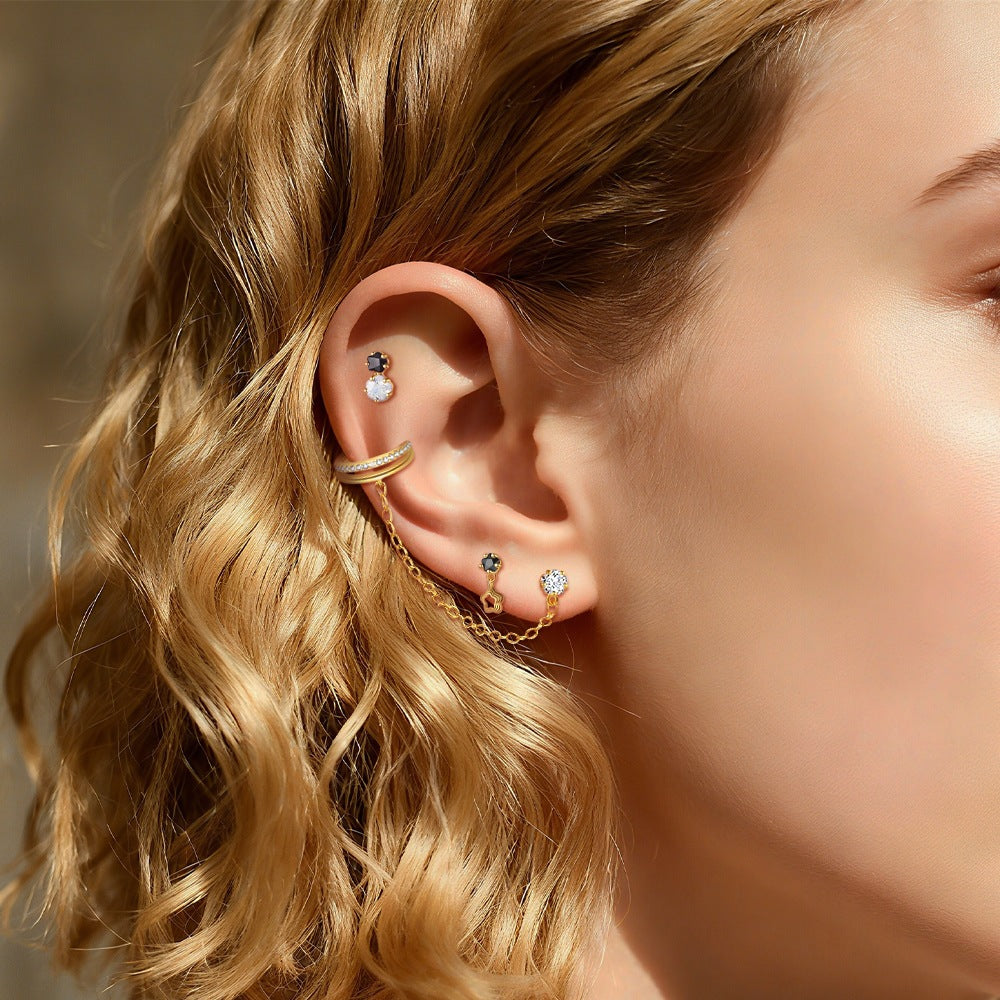 S925 Sterling Silver Zircon Five-Pointed Star Earrings