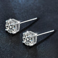 925 Sterling Silver Four-Prong Stud Earrings — Fully Set with Moissanite