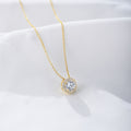 S925 Sterling Silver Diamond-Embedded Round Zircon Necklace