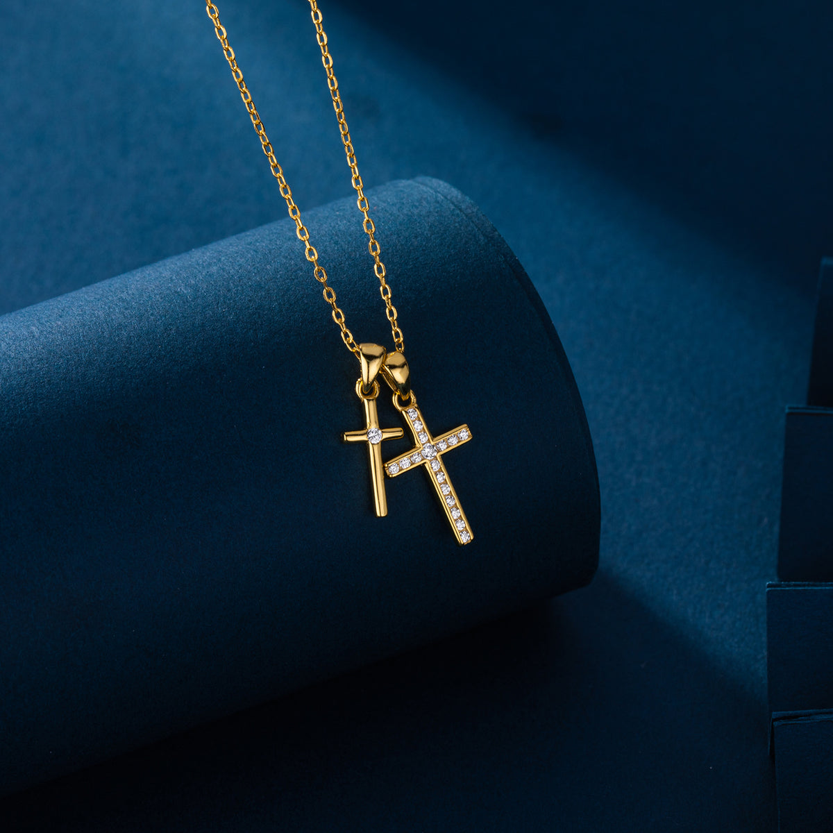 S925 Sterling Silver Double Cross Necklace
