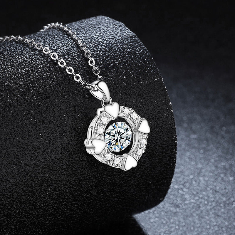 S925 Sterling Silver Moissanite Simple Heart Necklace