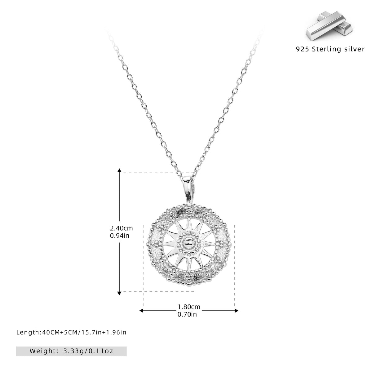 S925 Sterling Silver Creative Hollow Round Pendant Necklace
