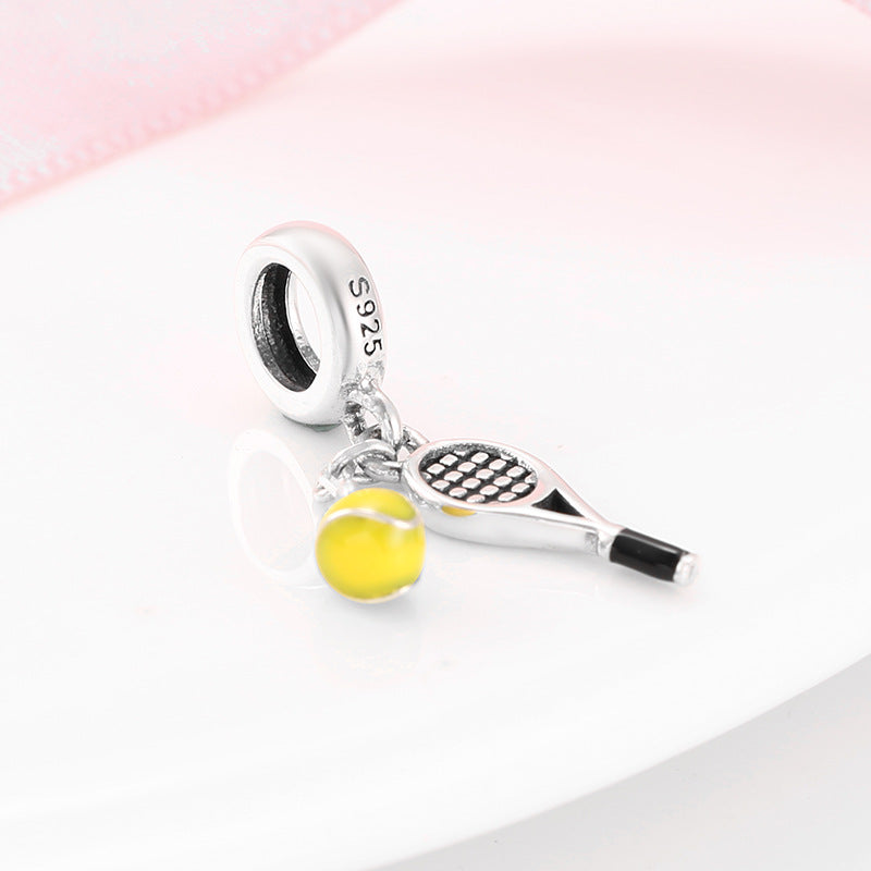 S925 Sterling Silver Tennis Rackets Pendant