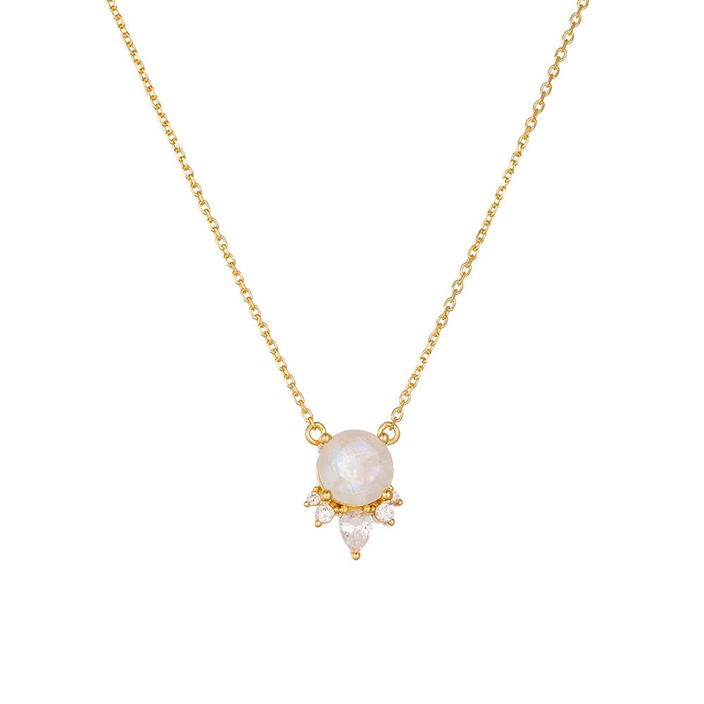 S925 Sterling Silver Natural Moonstone Necklace