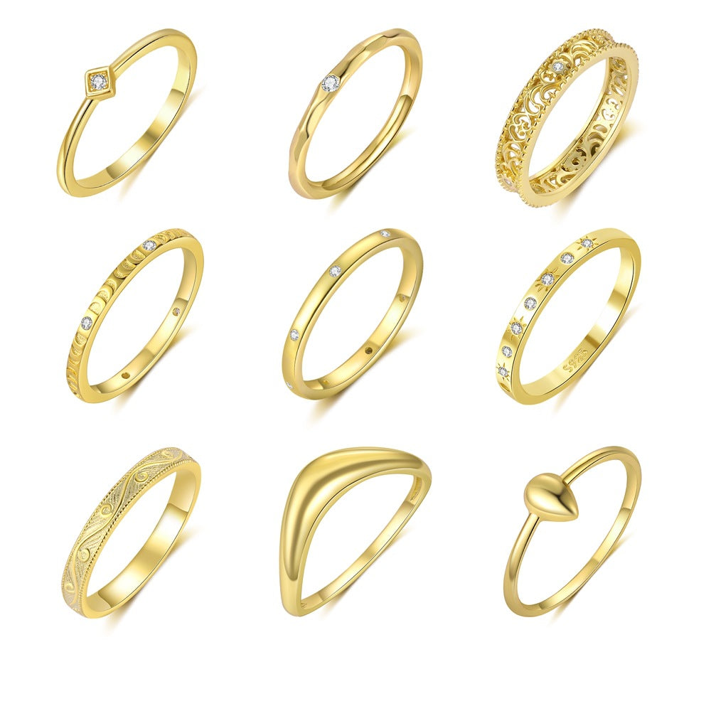 S925 Sterling Silver Ring Set with Zirconia