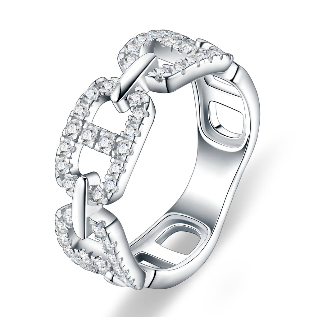 S925 Sterling Silver Hip-Hop Style Moissanite Ring