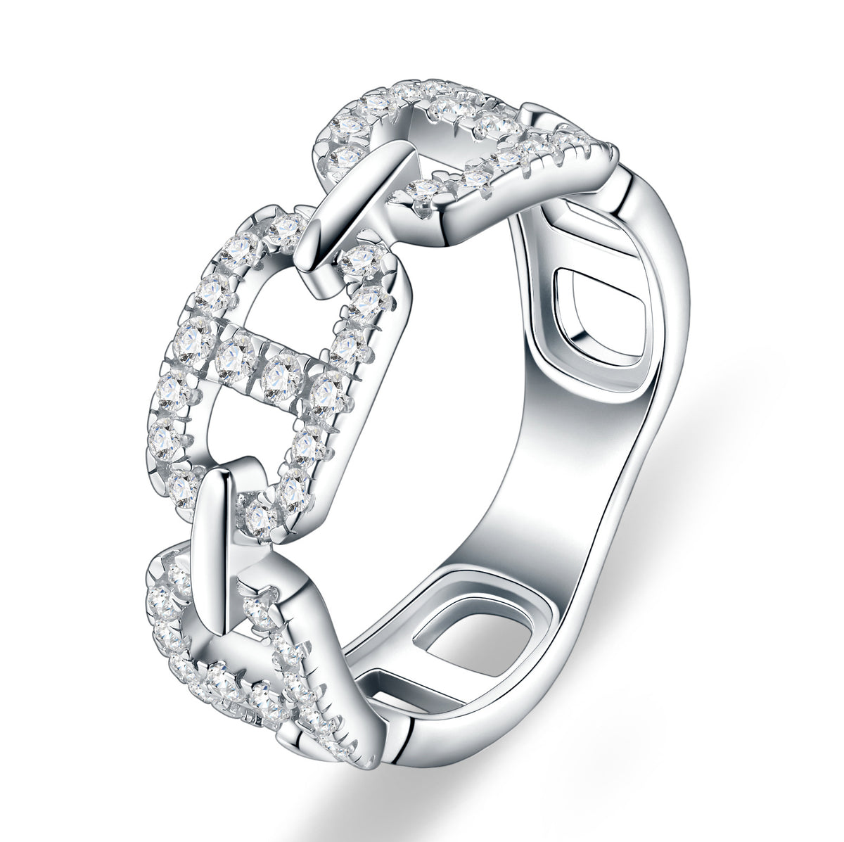 S925 Sterling Silver Hip-Hop Style Moissanite Ring