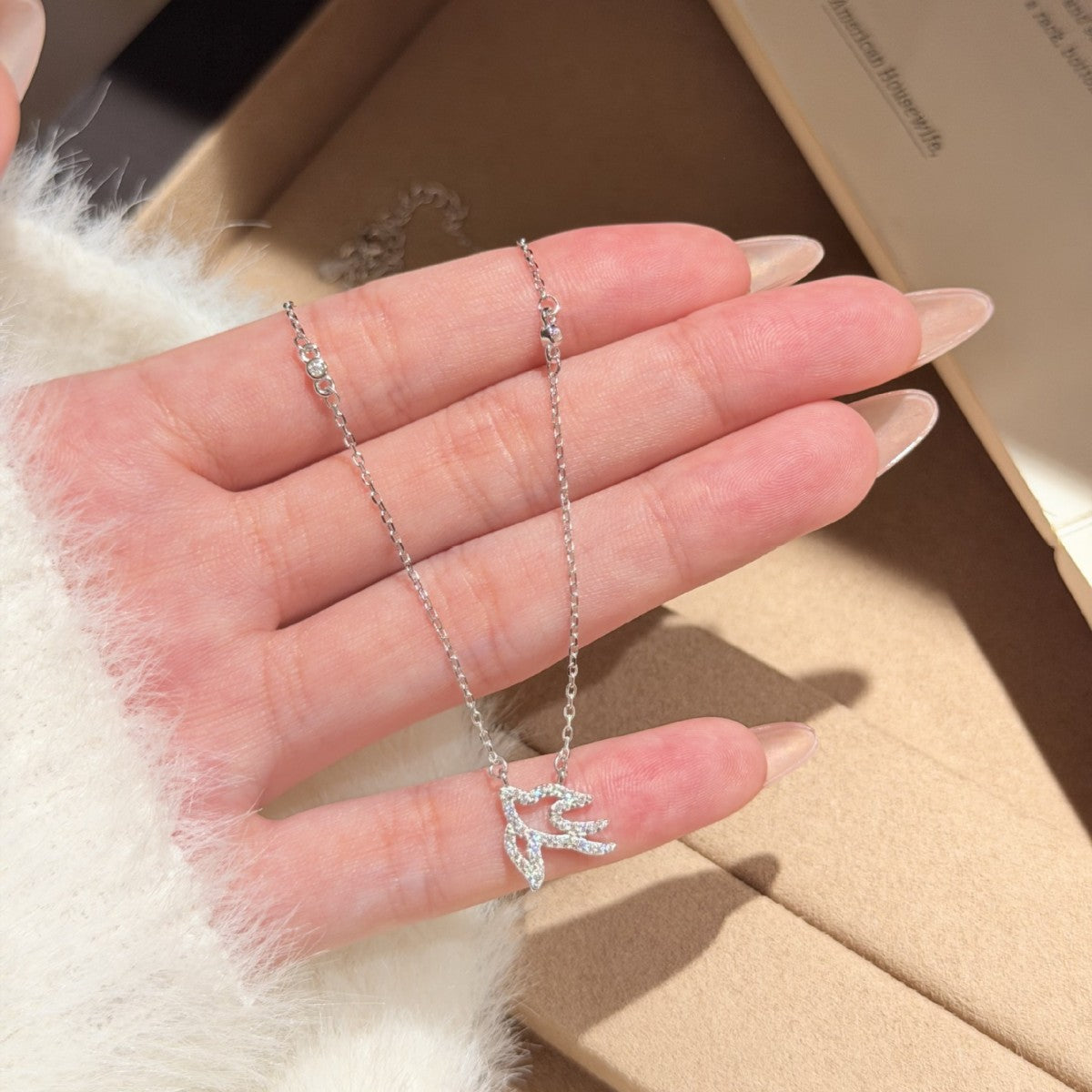 S925 Sterling Silver Flying Swallow Pendant Necklace