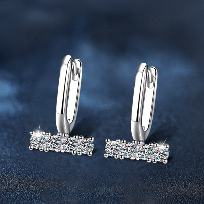 Moissanite & 925 Sterling Silver Stud Earrings — Unique U-Shaped Design