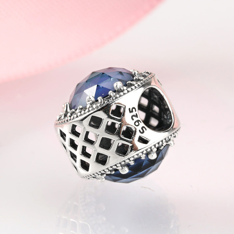 S925 Sterling Silver Beads Classic Color Zircon Snowflake Pendant