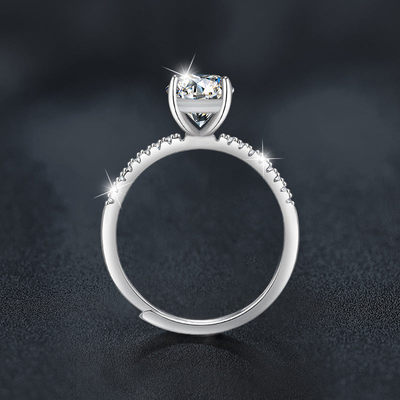S925 Sterling Silver Oval Moissanite Ring 