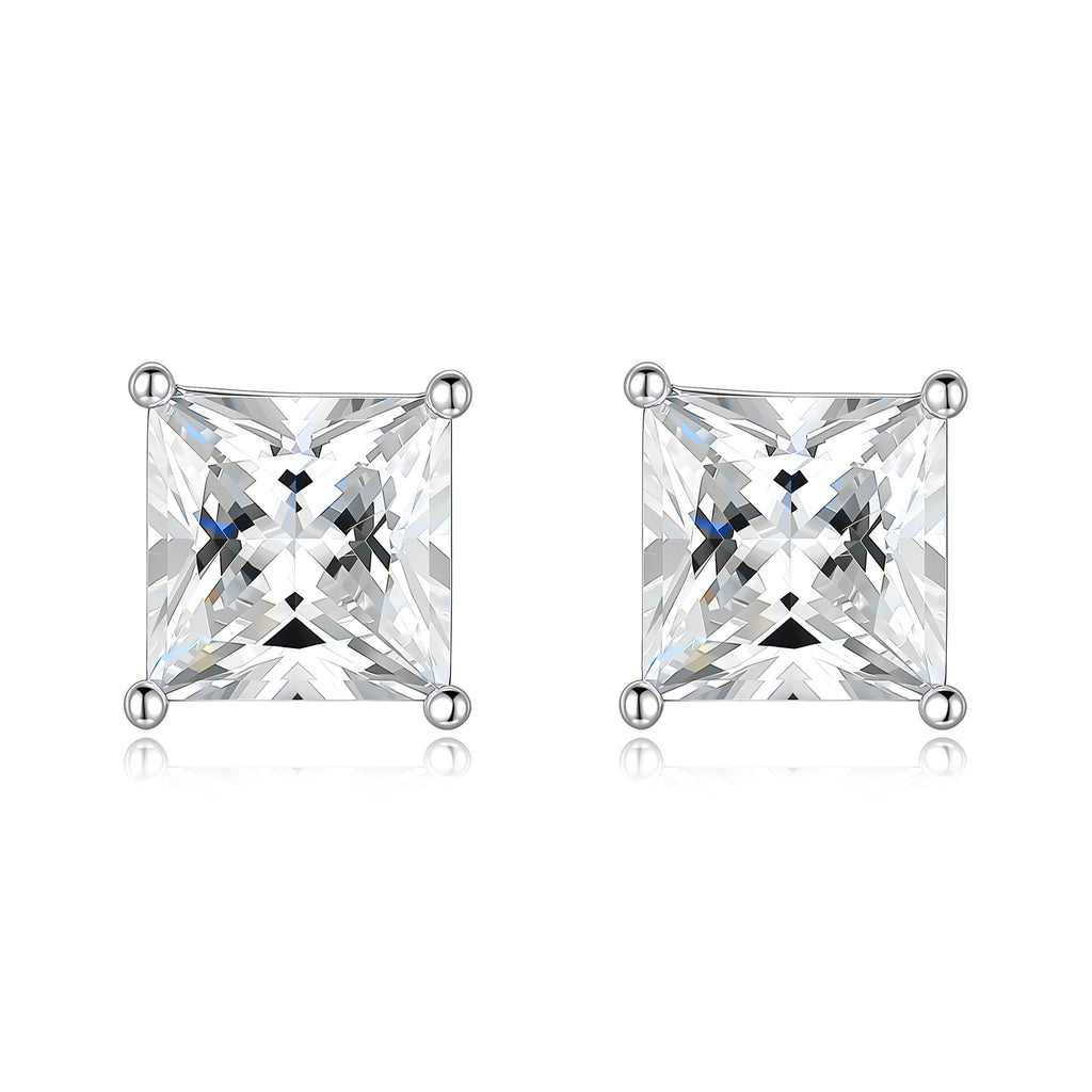 S925 Silver Square 7x7mm Moissanite Stud Earrings